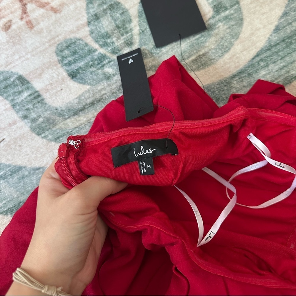 LULU’S Dramatic Intent Red Strapless Corset Bodycon Mini Dress - Picture 6 of 6